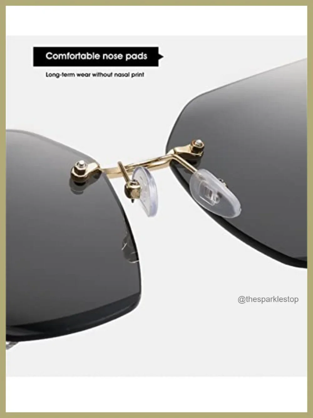 Women's Rimless Sunglasses Oversized Diamond Metal Frame UV Protection